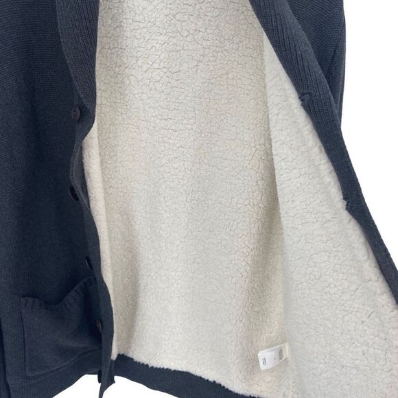 Lucky Brand Sherpa Lined Men’s Cardigan Sweater Gray Medium - Picture 8 of 10